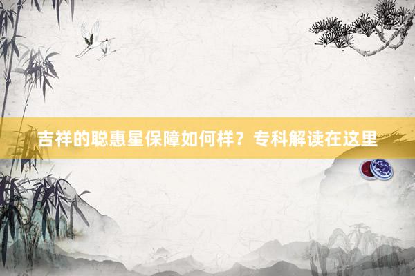 吉祥的聪惠星保障如何样？专科解读在这里