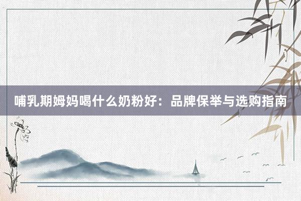 哺乳期姆妈喝什么奶粉好：品牌保举与选购指南