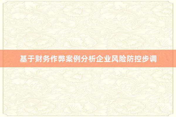 基于财务作弊案例分析企业风险防控步调